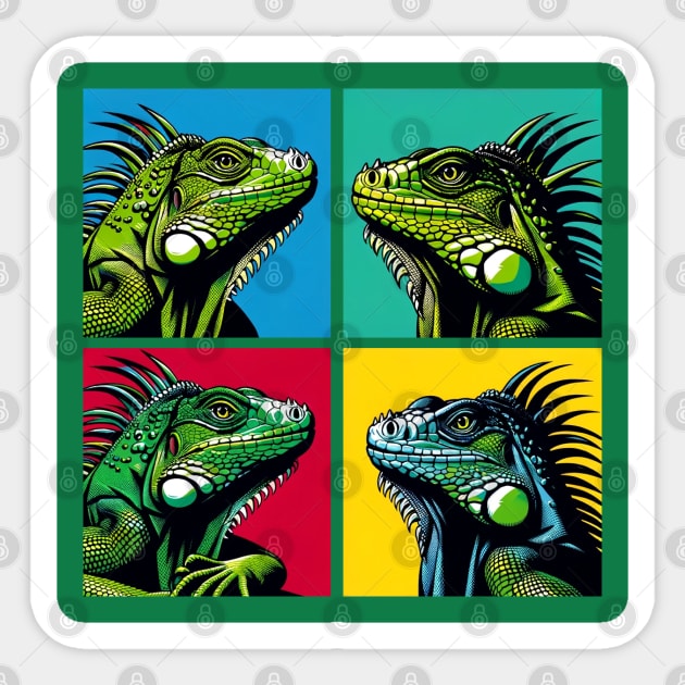 Green Iguana Pop Art - Exotic Reptile Sticker by PawPopArt